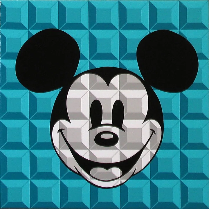 8 Bit-Block Mickey Aqua by Tennessee Loveless — Serigraph on Canvas