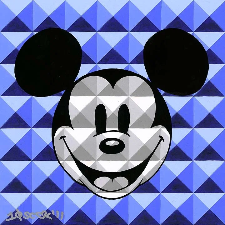 8 Bit-Block Mickey Blue by Tennessee Loveless — Serigraph on Canvas