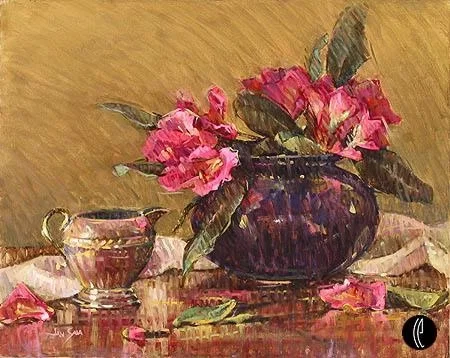 Pink Rhododendrons by Jan Saia