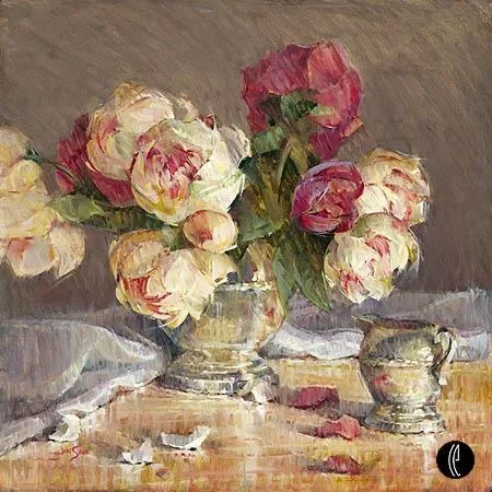 Peonies And Silver by Jan Saia