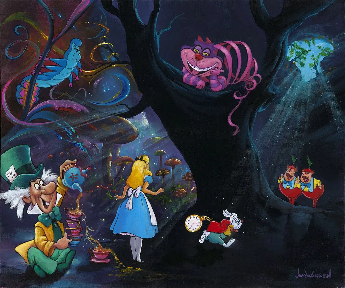 Alice in the Rabbit Hole by Jim Warren — Hand-Embellished Giclee on Canvas