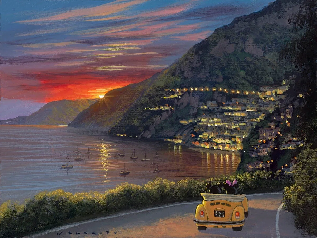 Riding Through Amalfi by Walfrido Garcia — Hand-Embellished Giclee on Canvas