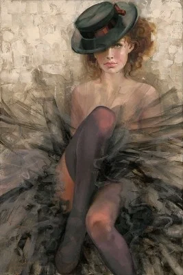 Black Tulle by Irene Sheri — Hand-Embellished Giclee on Canvas