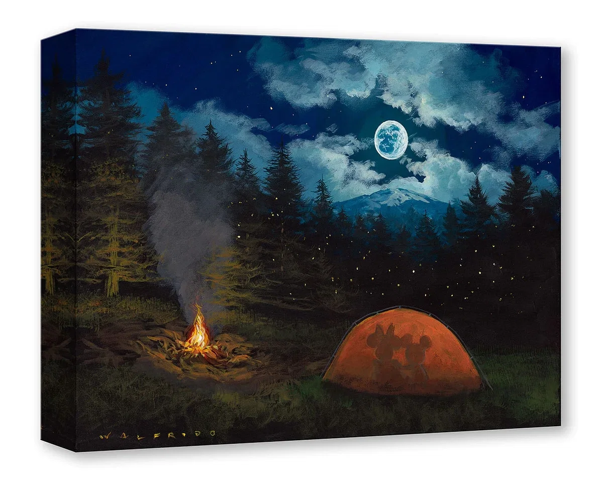 Camping under the Moon by Walfrido Garcia — Hand-Embellished Giclee on Canvas