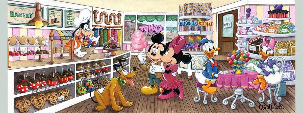 Trip to the Candy Store From Mickey and Friends by Michelle St Laurent — Hand-Embellished Giclee on Canvas