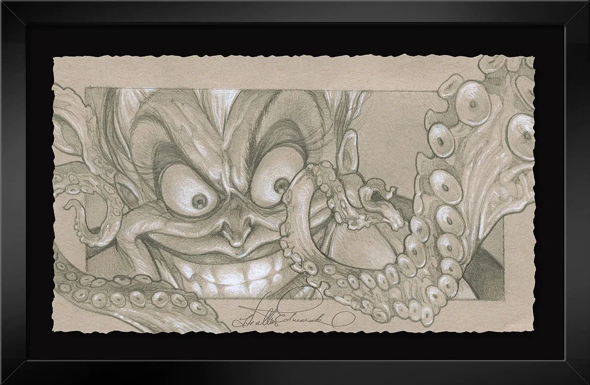Life's Full of Tough Choices Framed From The Little Mermaid by Heather Edwards — Graphite Hand Deckled Giclee on Paper