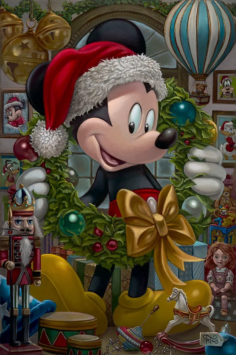 Christmas Mickey by Jared Franco — Hand-Embellished Giclee on Canvas