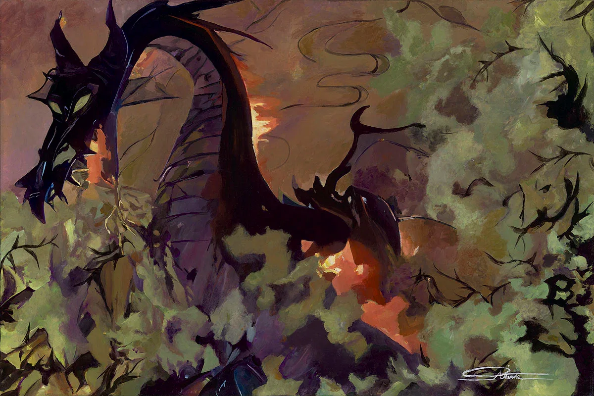 Dark Dragon by Arienne Boley — Hand-Embellished Giclee on Canvas