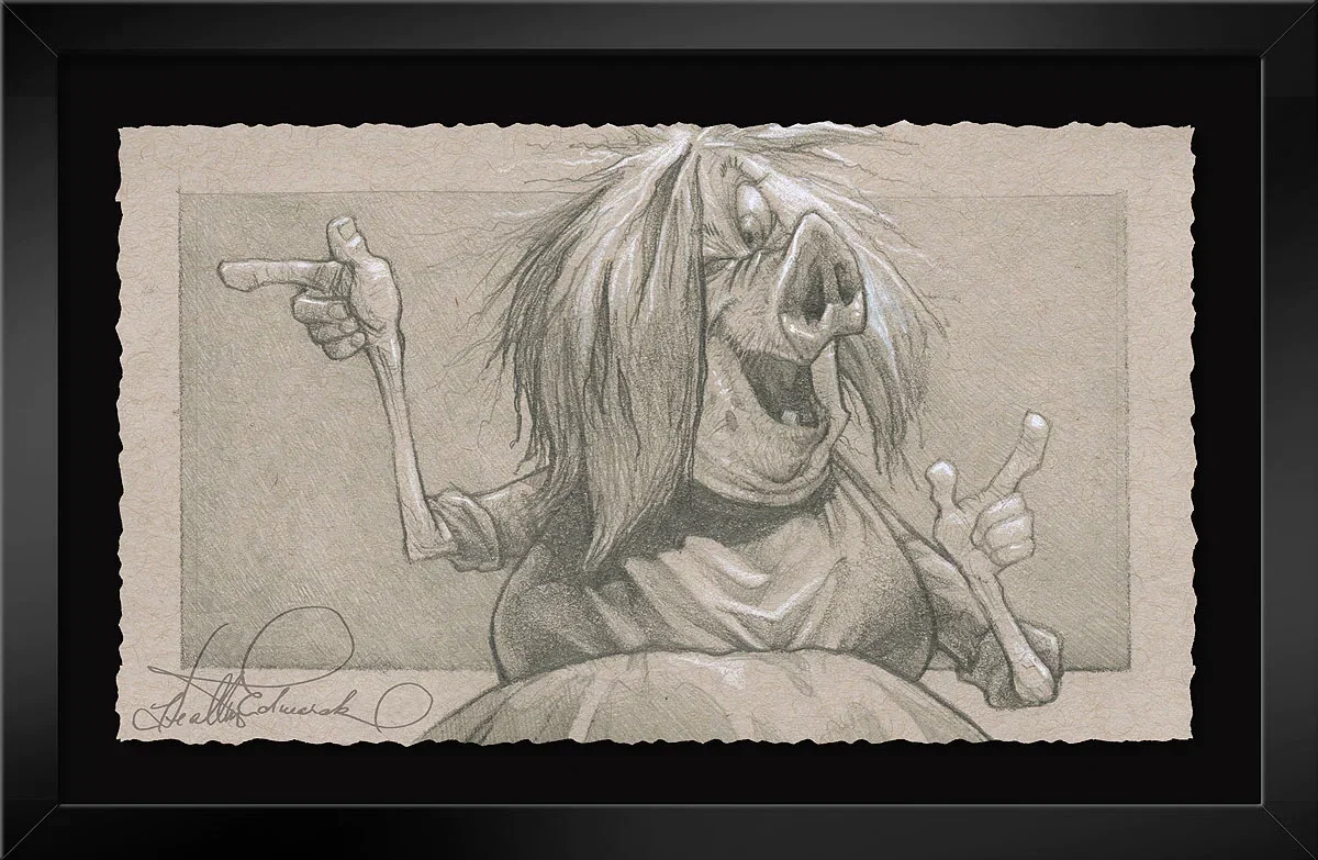 I'm Afraid I'll Have to Destroy You Framed From The The Sword in the Stone by Heather Edwards — Graphite Hand Deckled Giclee on Paper