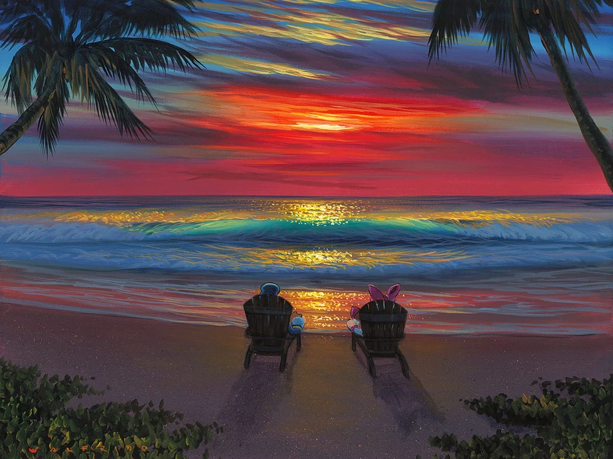 Donald and Daisys Perfect Sunset Gallery Wrapped by Walfrido Garcia — Hand-Embellished Giclee on Canvas