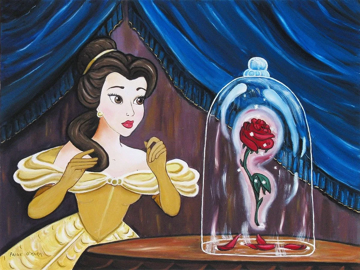Enchanted Rose - From Disney Beauty and The Beast by Paige O Hara — Hand Embelleshed Giclee On Canvas