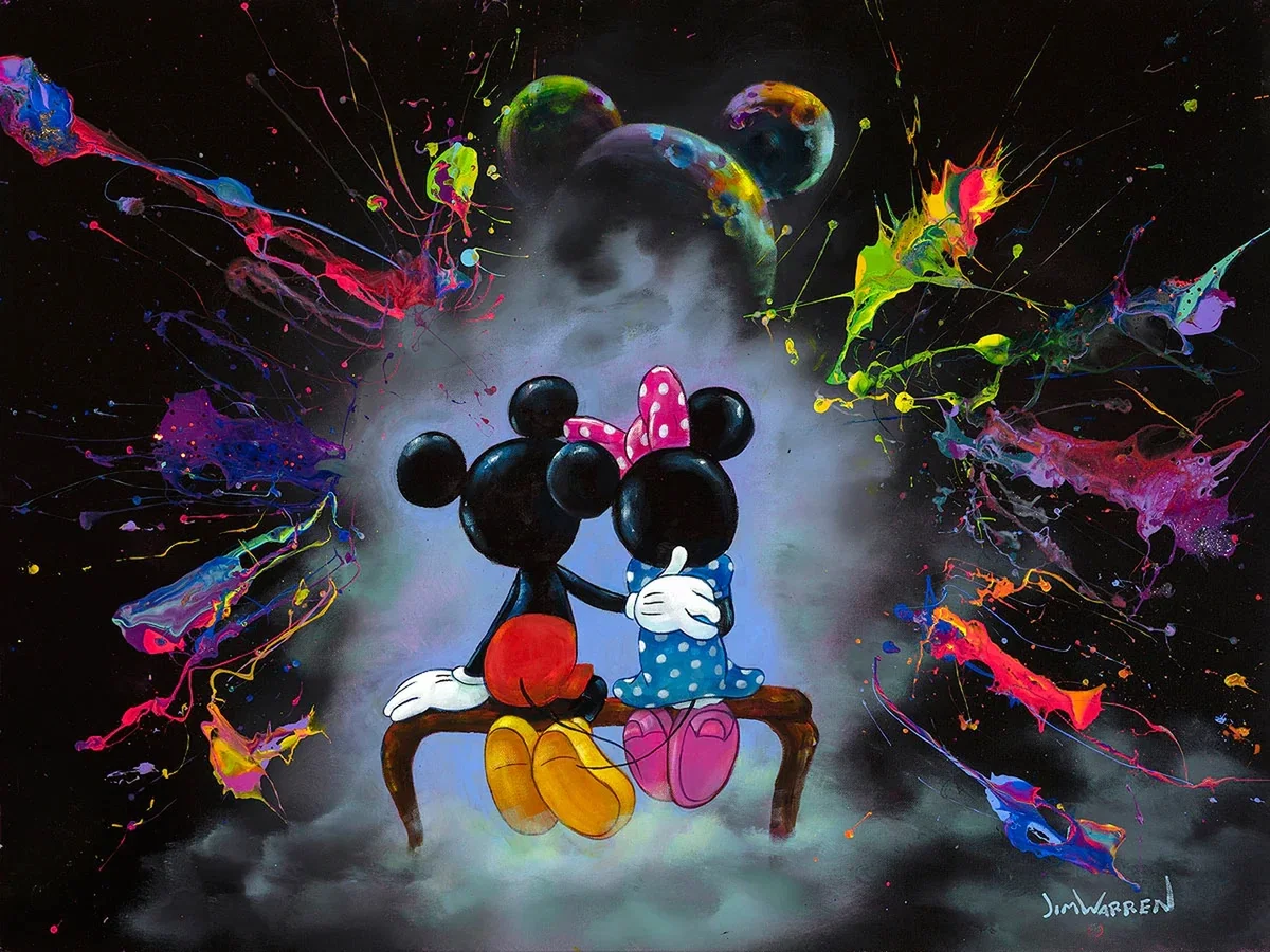 Mickey and Minnie Enjoy the View by Jim Warren — Hand-Embellished Giclee on Canvas