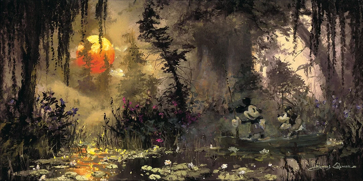 Fishing at Lily Pad Lake Premiere Edition by James Coleman — Hand-Embellished Giclee on Canvas