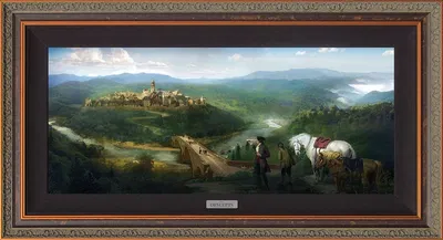 Disney Concepts - Gaston and Lefou's Arrival Framed