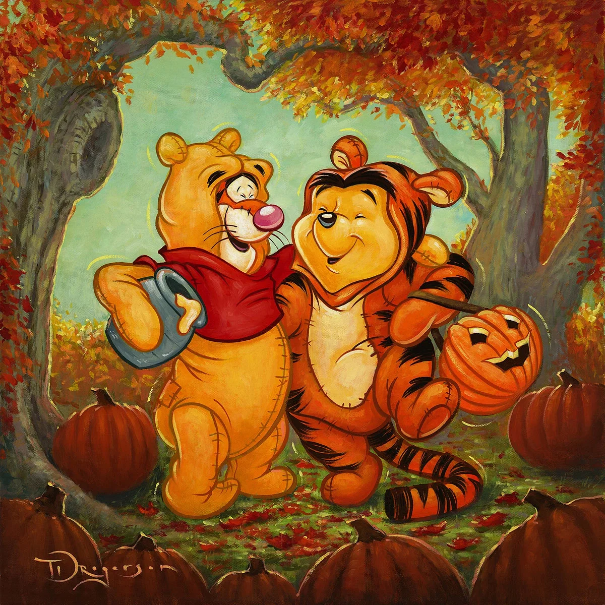Friendship Masquerade From Winnie the Pooh by Tim Rogerson — Hand-Embellished Giclee on Canvas