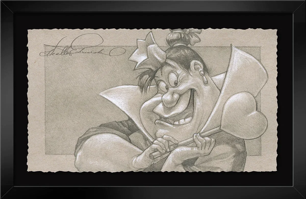 Let the Game Begin Framed From Alice In Wonderland by Heather Edwards — Graphite Hand Deckled Giclee on Paper
