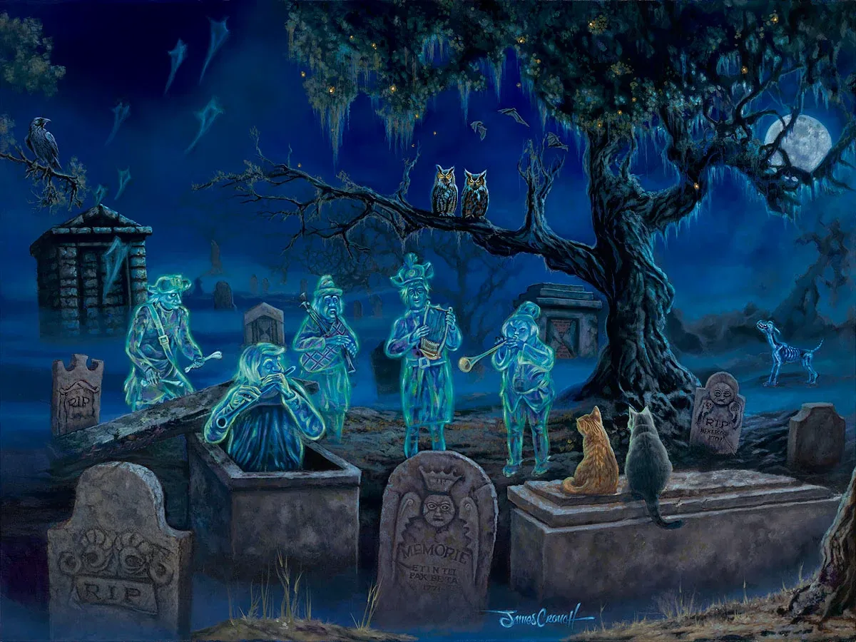 Graveyard Soiree by James Crouch — Hand-Embellished Giclee on Canvas