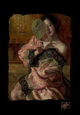 Fan Dance Chiarograph on Paper by George Tsui