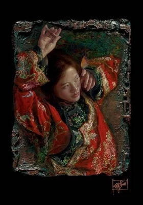 Red Butterfly Chiarograph on Paper by George Tsui