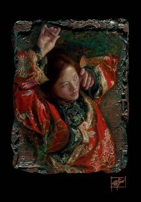 Red Butterfly Chiarograph on Paper by George Tsui