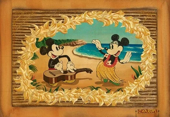 Hula In Paradise Mickey And Minnie by Trevor Carlton — Giclee On Canvas