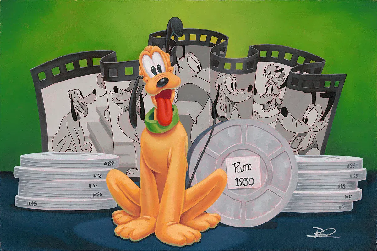 Icons of Animation: Pluto by Ben Olsen — Hand-Embellished Giclee on Canvas