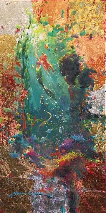 Treasures Untold Hand-Applied Gold Leaf on Canvas - From Disney The Little Mermaid by James Coleman — Giclee On Canvas