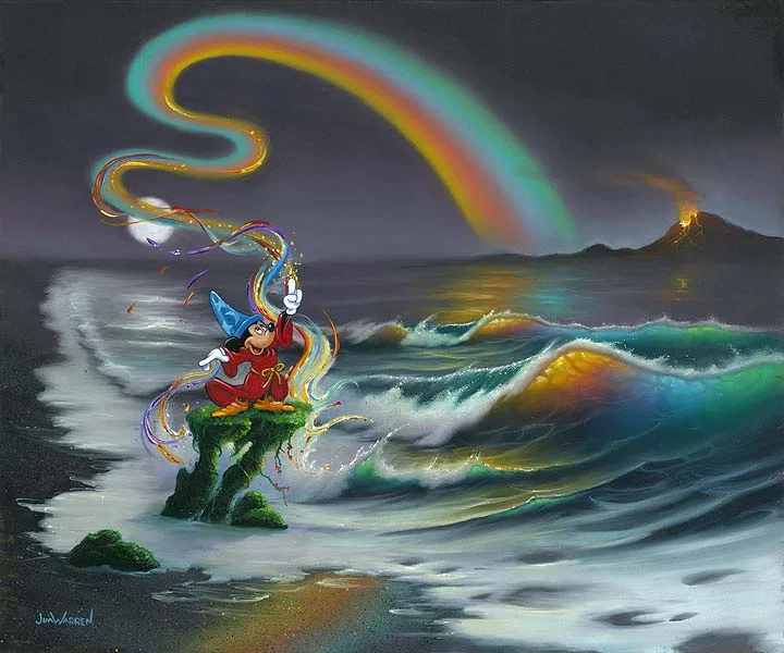 Mickey Colors the World by Jim Warren — Hand-Embellished Giclee on Canvas