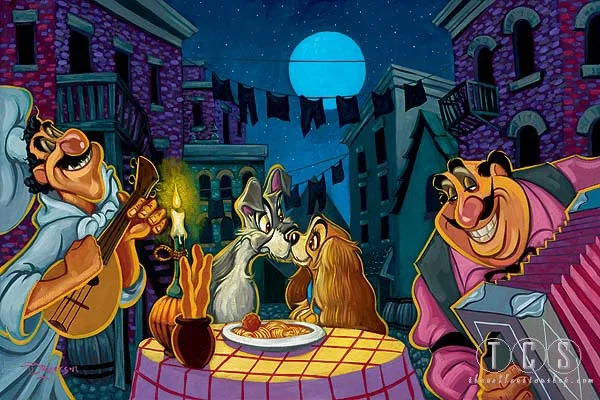 Lamour - From Disney Lady and The Tramp by Tim Rogerson — Giclee On Canvas