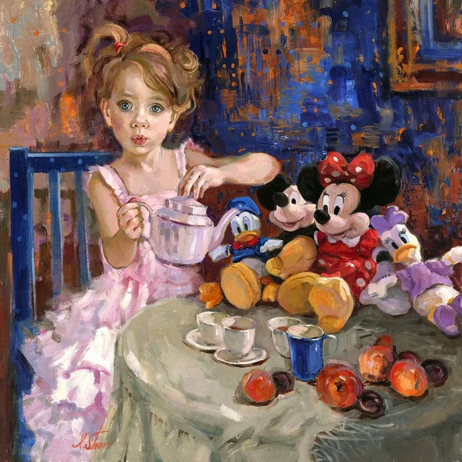 Would You Like Some Tea? by Irene Sheri — Hand-Embellished Giclee on Canvas