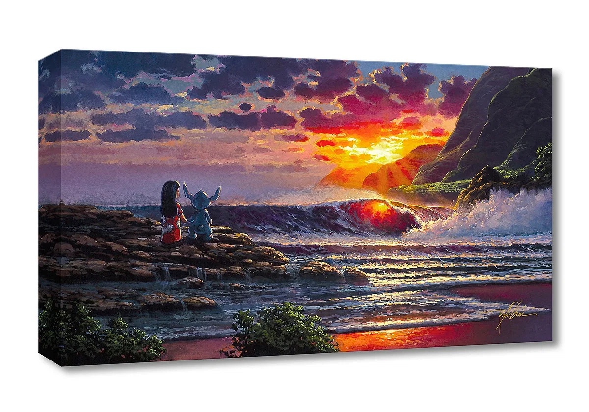 Lilo And Stitch Share a Sunset by Rodel Gonzalez — Gallery Wrapped Giclee On Canvas