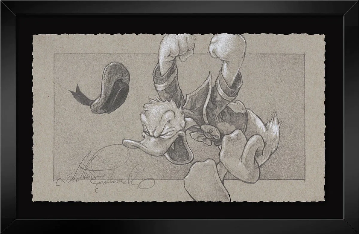 We Can't Lose! Framed From Donald Duck by Heather Edwards — Graphite Hand Deckled Giclee on Paper