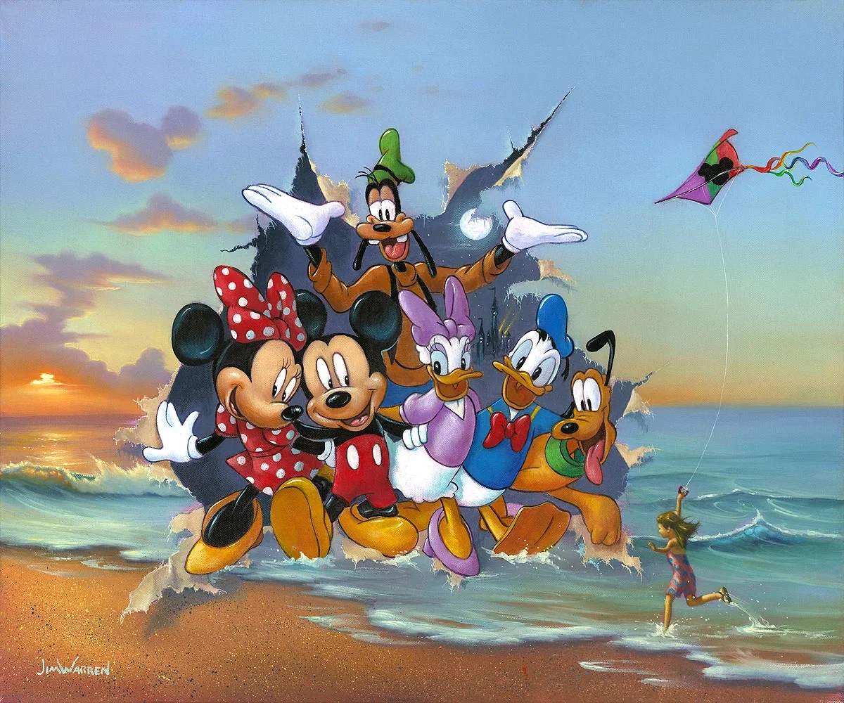 Mickey and the Gang's Grand Entrance by Jim Warren — Hand-Embellished Giclee on Canvas