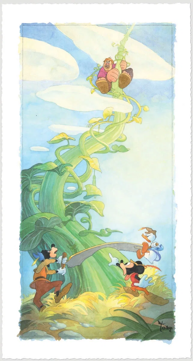 Mickey and the Beanstalk by Toby Bluth — Hand Deckled Giclee On Paper