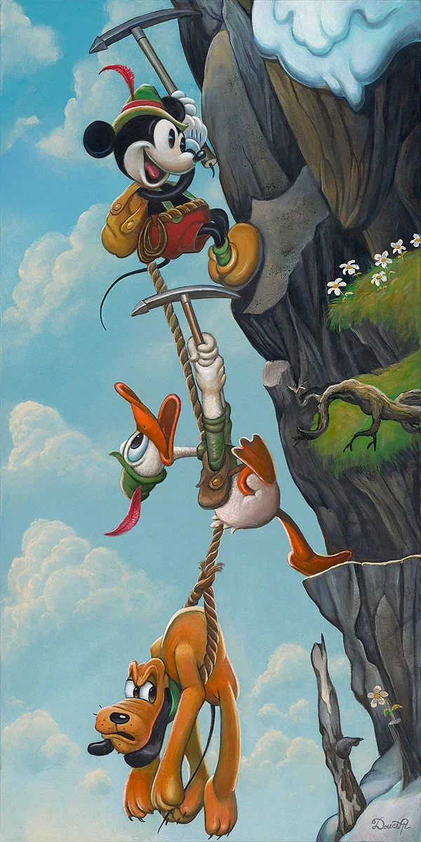 Mickey's Alpine Adventure by Bob Doucette — Hand-Embellished Giclee on Canvas
