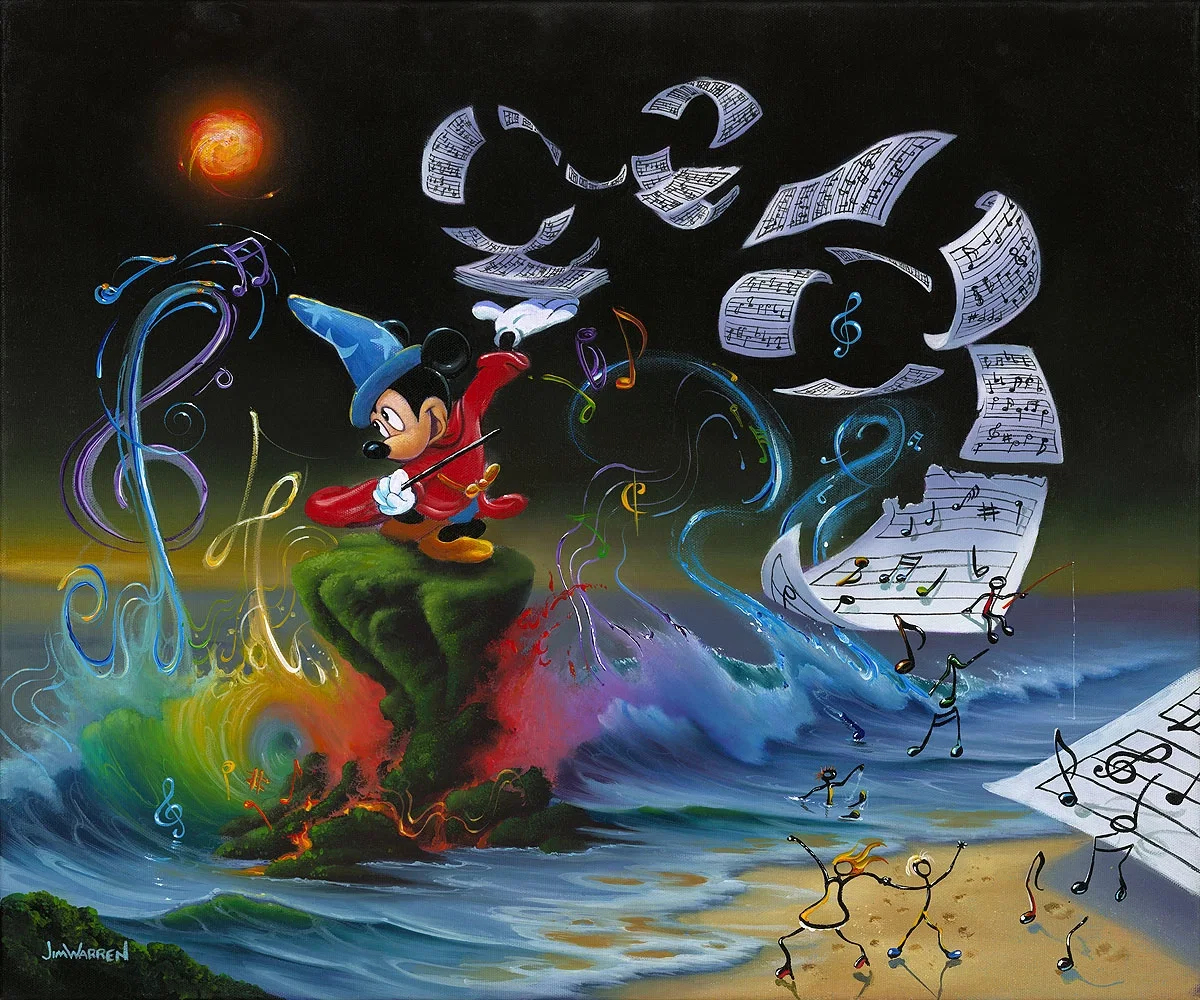 Mickey the Composer Premiere Edition - From Disney Fantasia by Jim Warren — Giclee On Canvas