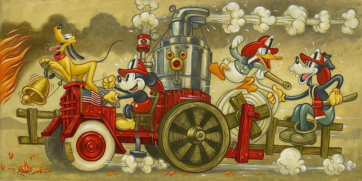 Mickey's Fire Brigade by Tim Rogerson — Giclee On Canvas
