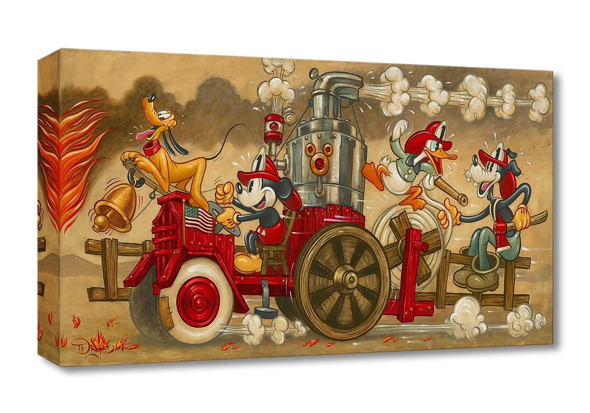 Mickey's Fire Brigade by Tim Rogerson — Gallery Wrapped Giclee On Canvas