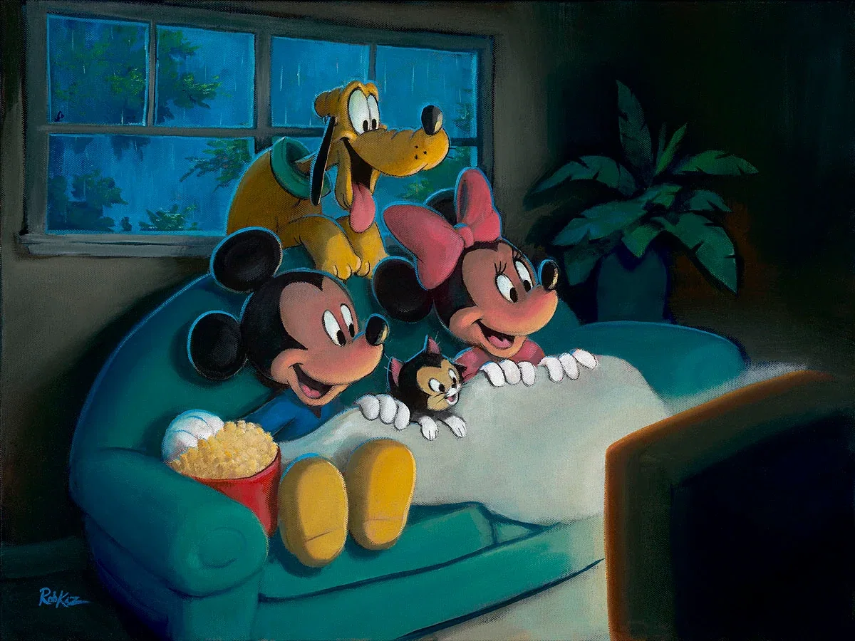 Movie Night by Rob Kaz — Hand-Embellished Giclee on Canvas