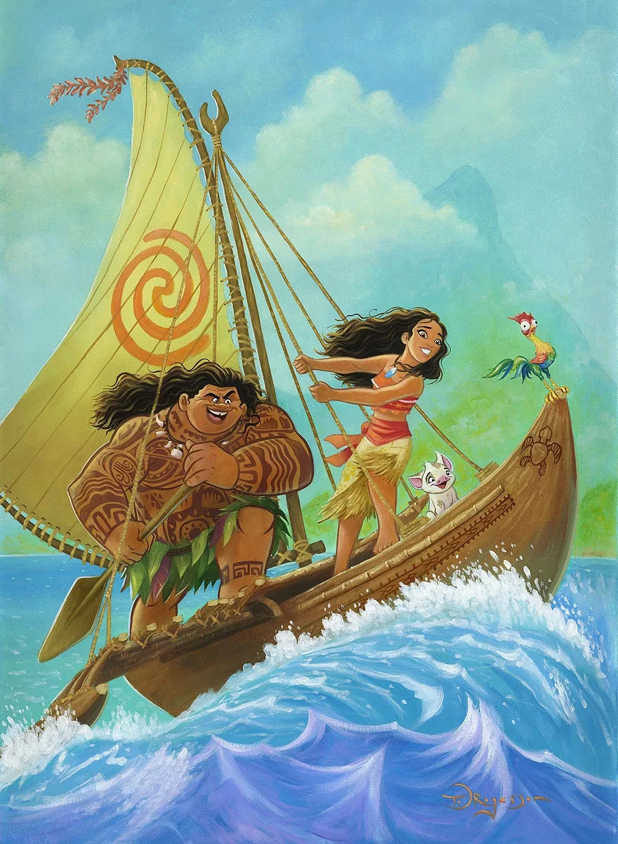 Moana Knows the Way Gallery Wrapped by Tim Rogerson — Hand-Embellished Giclee on Canvas