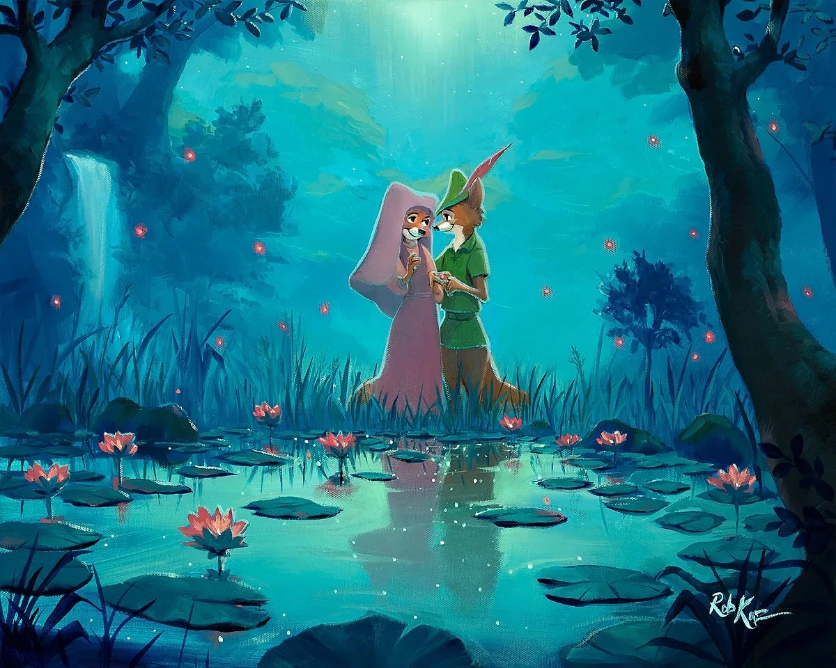 Moonlight Proposal by Rob Kaz — Hand-Embellished Giclee on Canvas