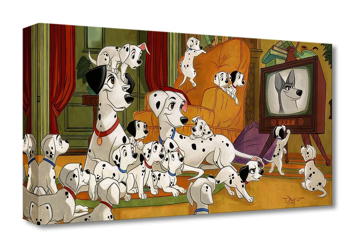 Movie Night From One Hundred and One Dalmatians by Tim Rogerson — Giclee On Canvas