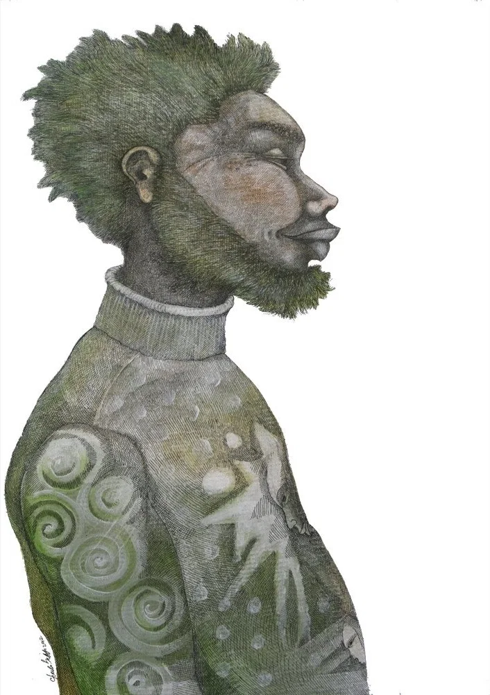 Man With Gen Hair by Charles Bibbs — Giclee On Paper