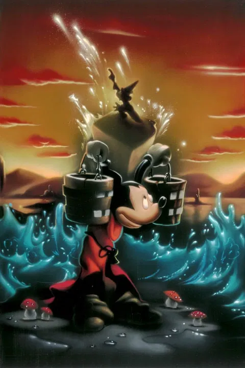 The Sorcerers Dream Panel 2 - From Disney Fantasia by Noah — Giclee On Canvas