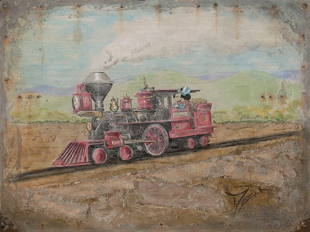 Exploring The Old West Mickey's Train by Trevor Mezak — Hand-Embellished Giclee on Canvas