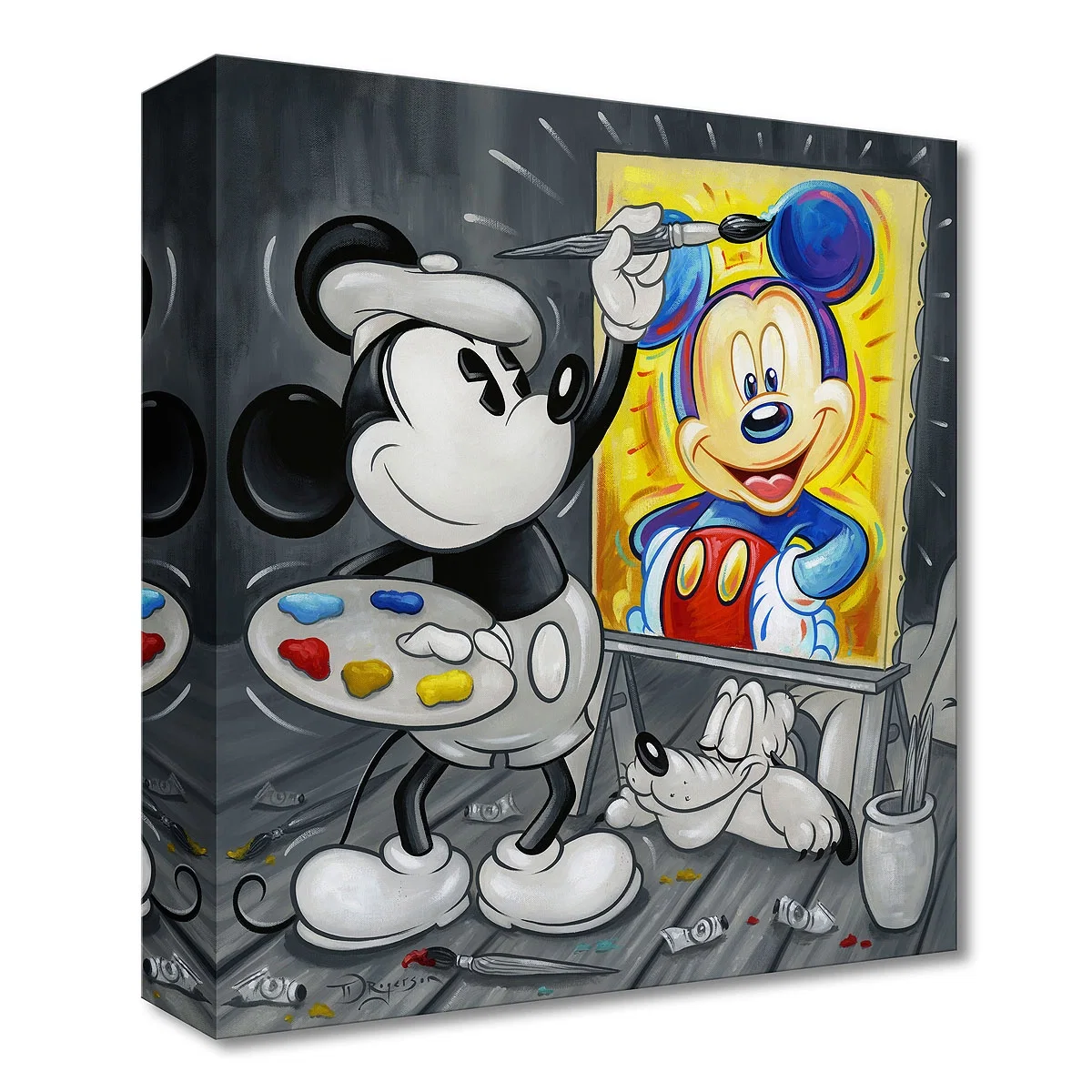 Mickey Paints Mickey From Mickey Sculpting Mickey by Tim Rogerson — Gallery Wrapped Giclee On Canvas