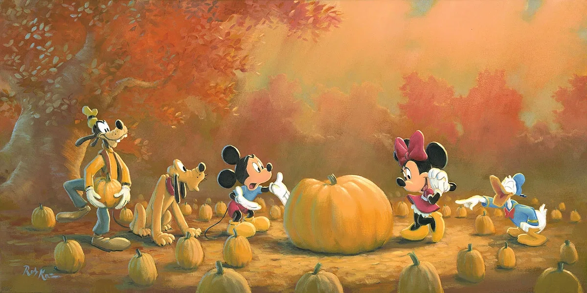 Picking the Perfect Pumpkin by Rob Kaz — Hand-Embellished Giclee on Canvas