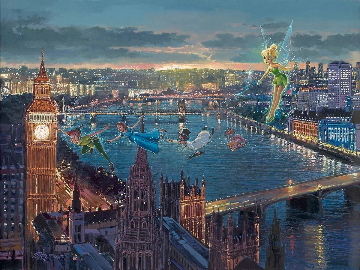 Peter Pan In London Premiere Edition by Rodel Gonzalez — Hand-Embellished Giclee on Canvas
