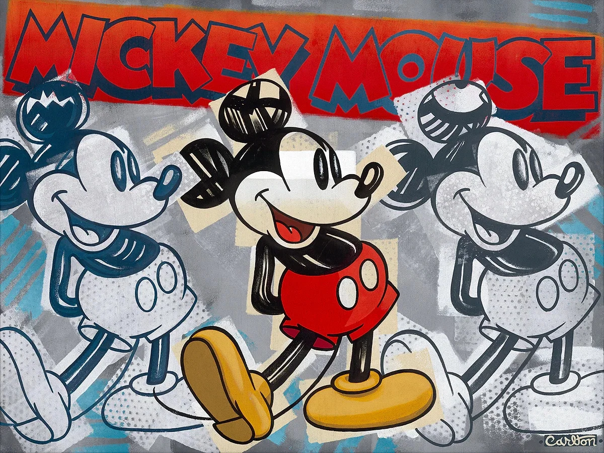 Red is the New Grey From Mickey Mouse by Trevor Carlton — Giclee On Canvas