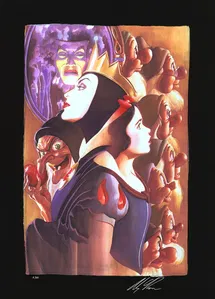 Alex Ross Disney - Once There Was a Princess From Beauty and The Beast Chiarograph on Black Paper
